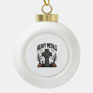 Heavy Metals Halloween Graveyard Vector Design_1 Ceramic Ball Christmas Ornament
