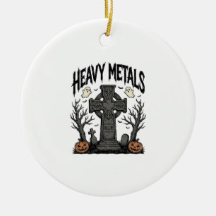 Heavy Metals Halloween Graveyard Vector Design_1 Ceramic Ornament