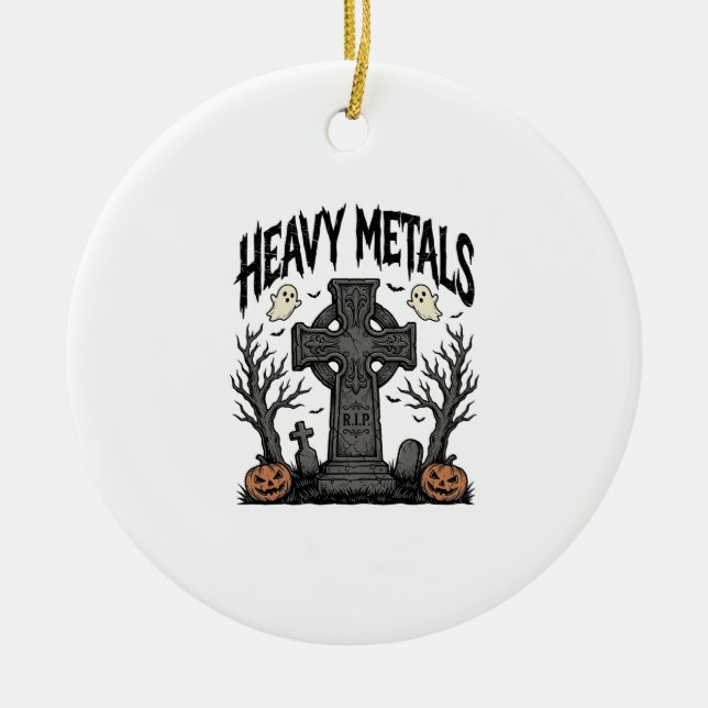 Heavy Metals Halloween Graveyard Vector Design_1 Ceramic Ornament (Front)