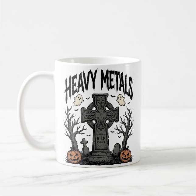 Heavy Metals Halloween Graveyard Vector Design_1 Coffee Mug (Left)