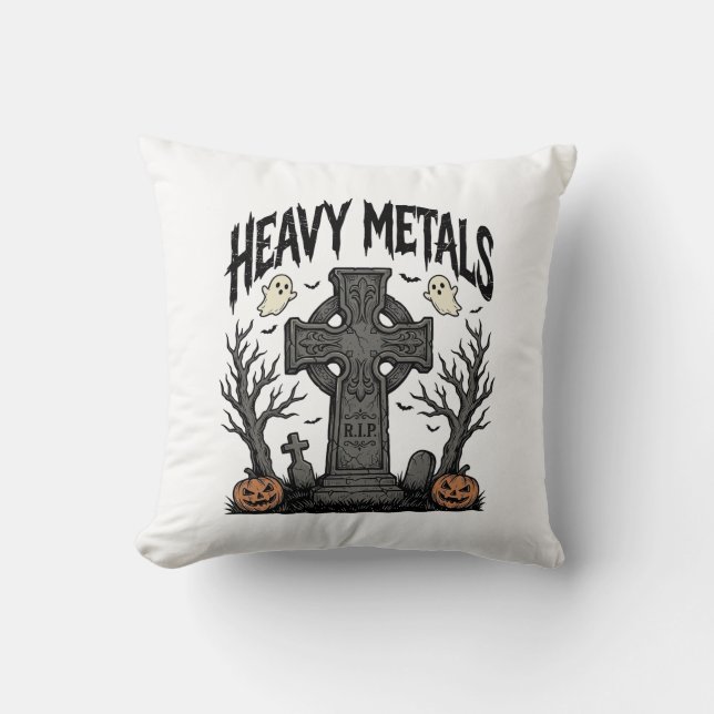 Heavy Metals Halloween Graveyard Vector Design_1 Cushion (Front)