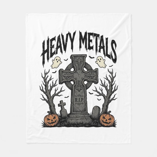 Heavy Metals Halloween Graveyard Vector Design_1 Fleece Blanket (Front)