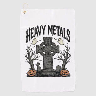 Heavy Metals Halloween Graveyard Vector Design_1 Golf Towel