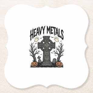 Heavy Metals Halloween Graveyard Vector Design_1 Paper Coaster