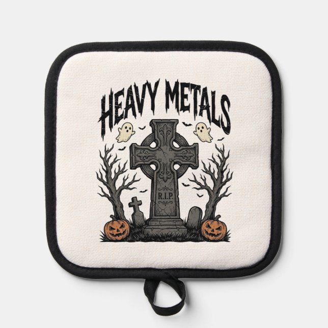 Heavy Metals Halloween Graveyard Vector Design_1 Pot Holder (Front)