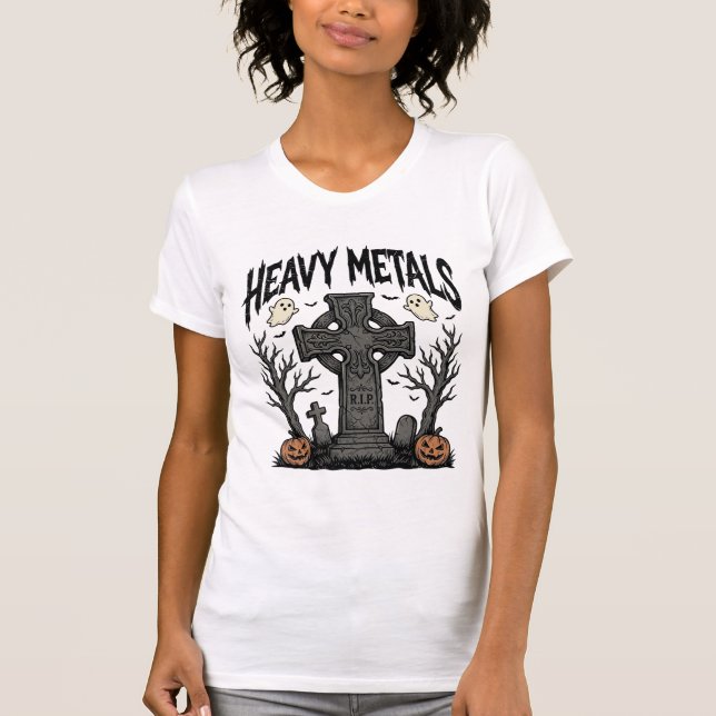 Heavy Metals Halloween Graveyard Vector Design_1 T-Shirt (Front)