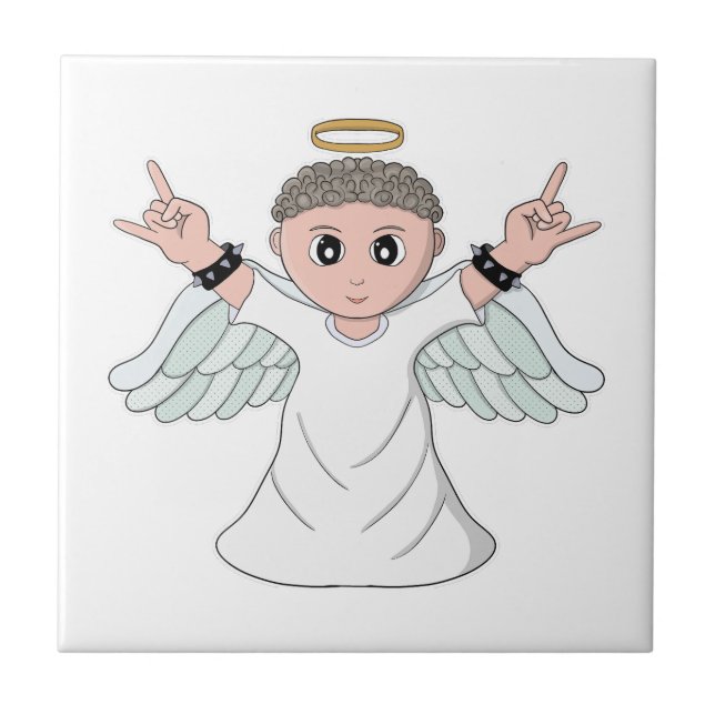 Heavy Music Loving Angel Ceramic Tile (Front)