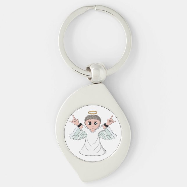 Heavy Music Loving Angel Key Ring (Front)
