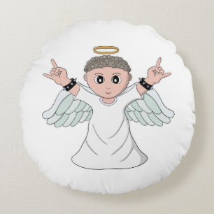 Heavy Music Loving Angel Round Cushion