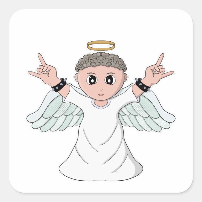 Heavy Music Loving Angel Square Sticker (Front)