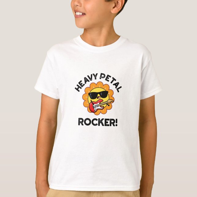 Heavy Petal Rocker Funny Flower Pun  T-Shirt (Front)