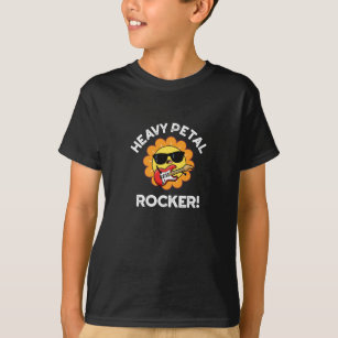 Heavy Petal Rocker Funny Music Flower Pun Dark BG T-Shirt