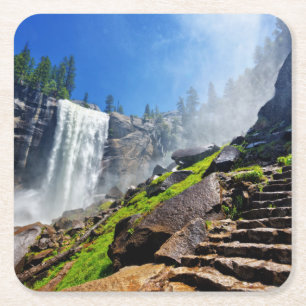 Heavy Spray from Vernal Yosemite National Park Square Paper Coaster