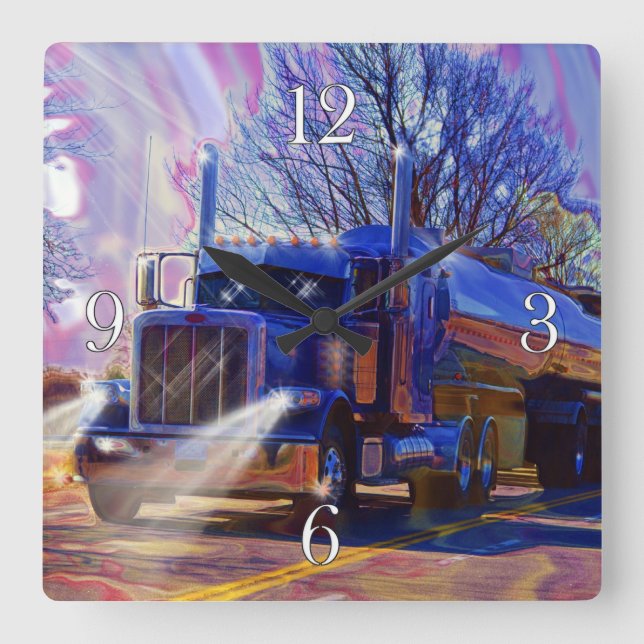 Heavy Transport Blue Tanker Truck Wall Clock (Front)