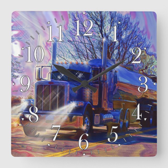 Heavy Transport Blue Tanker Trucker's Wall Clock (Front)