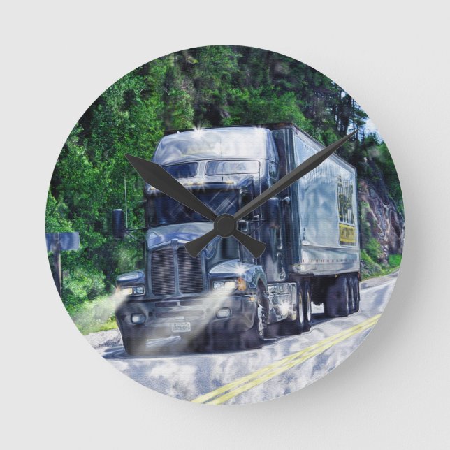 Heavy Transport Blue Truck Wall Clock (Front)