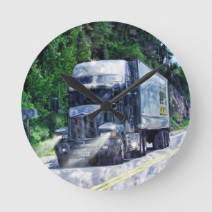 Heavy Transport Blue Truck Wall Clock