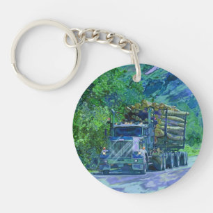 Heavy Transport Logging Truck Art for Lorry Driver Key Ring