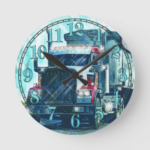 Heavy Transport Red Truck Art Wall Clock