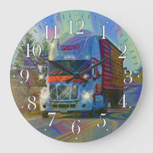 Heavy Transport Red Truck Wall Clock