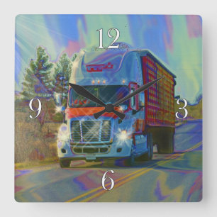 Heavy Transport Red Truck Wall Clock
