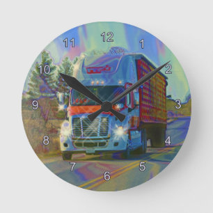 Heavy Transport Red Truck Wall Clock