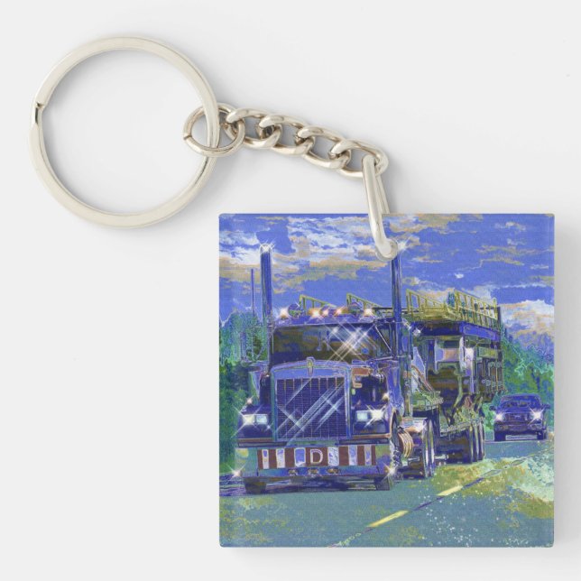 Heavy Transport Truck Art for Lorry Drivers Key Ring (Front)