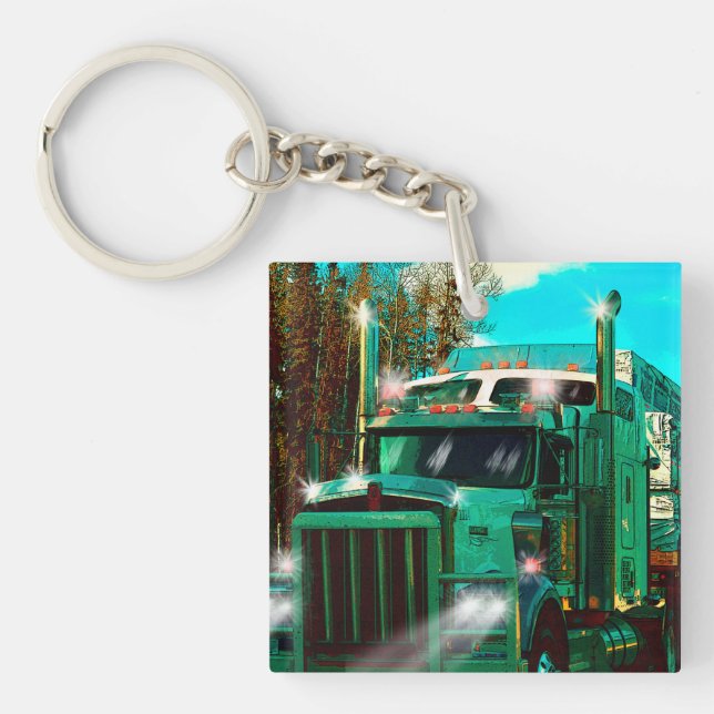 Heavy Transport Truck Art for Lorry Drivers Key Ring (Front)