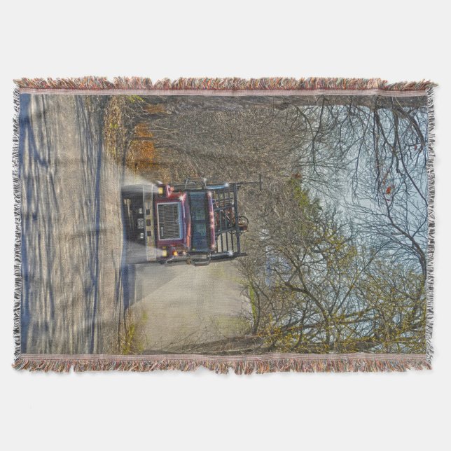 Heavy Truck on a Country Road Throw Blanket (Front)