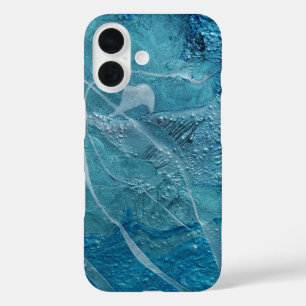 Heavy Turquoise Paint Abstract iPhone 16 Case