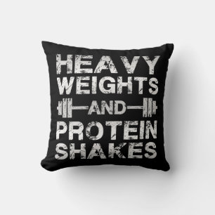 Heavy Weights and Protein Shakes - Gym Workout Cushion
