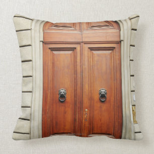 Heavy wooden doors, Florence, Italy Cushion