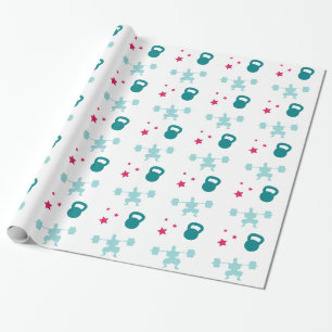HeavyLifting Kettlebell Stars Pattern Wrapping Paper
