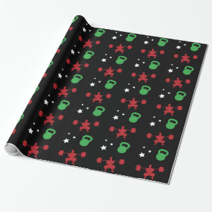 HeavyLifting Kettlebell Stars Pattern Wrapping Paper