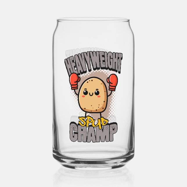 Heavyweight Spud Champ Boxing Potato  Can Glass (Front)