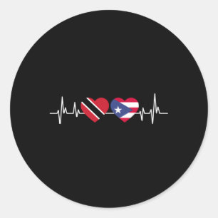 Hebeat Puerto Rico Flag Trinidad And Tobago Classic Round Sticker