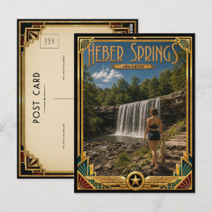 Heber Springs Arkansas Vintage Art Deco Golden Age Postcard