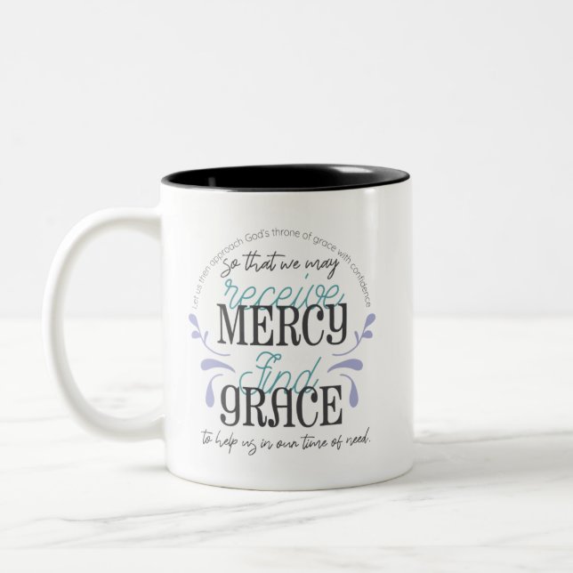 Hebrew 4:16 quotes Two-Tone coffee mug (Left)