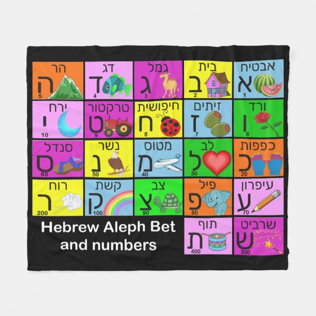 Hebrew Alephbet  Fleece Blanket (Front (Horizontal))