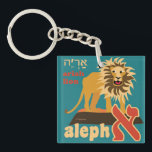 Hebrew Alphabet Key Chain<br><div class="desc">Affordable hebrew alphabet keychain. Cute Lion design for the letter, Aleph, printed on a square acrylic key chain. Choose from 22 cute animals. Nice little gift for jewish kids.</div>