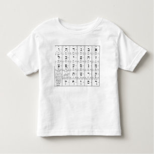 Hebrew Alphabet Letters Chart Toddler T-Shirt