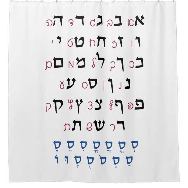 Hebrew Alphabet with Nikkud Jewish Education Colou Shower Curtain (Front)