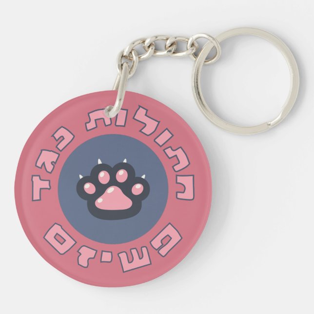 Hebrew Cats Against Fascism | Jewish Activism  Key Ring (Back)