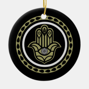 Hebrew House Blessing Ceramic Ornament