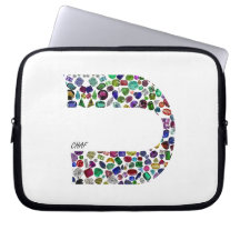 Hebrew Letter 'CHAF' made with Gems in All Colours