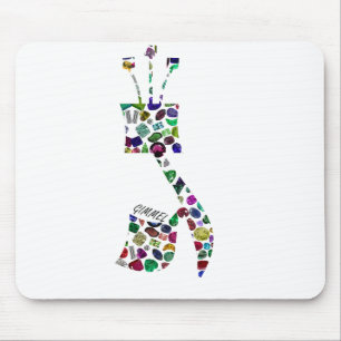 Hebrew Letter GIMMEL made with Gemstones Mouse Pad