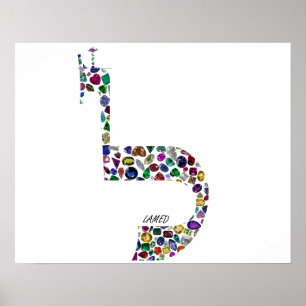 Hebrew Letter 'LAMED' made with Precious Stones Poster