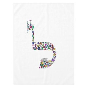 Hebrew Letter 'LAMED' made with Precious Stones Tablecloth