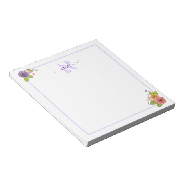  Hebrew Monogram ALEF Personalised Floral Post-it  Notepad (Angled)