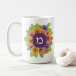 Hebrew Monogram Floral  Coffee Mug<br><div class="desc">Our Personalised Monogram Floral Mug is decorated with pretty modern paper blossoms. Stylish and pretty. A whole bunch of colourful blossoms that will stay fresh all year through! Personalise this Mug with name & initial and make someone special smile. Perfect as a Bat Mitzvah or Chanukah gift. NOTE: To type...</div>